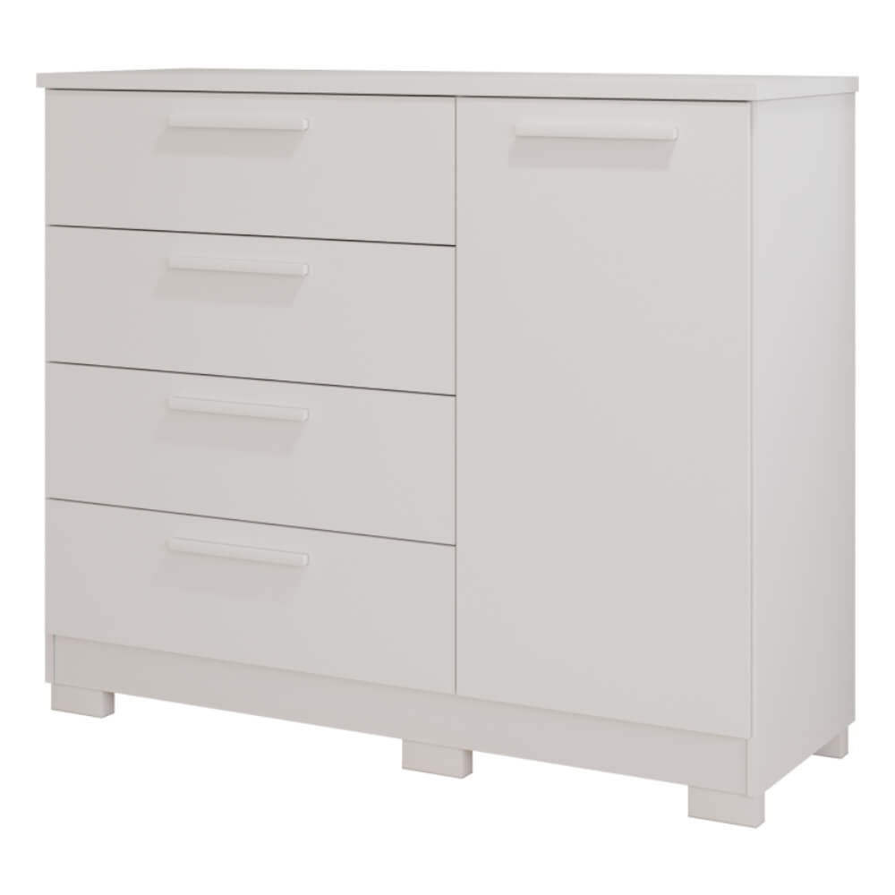 Cômoda Panan Malu com 4 Gavetas e 1 Porta - Branco