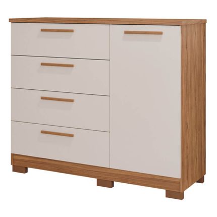 Cômoda Panan Malu com 4 Gavetas e 1 Porta - Cinamomo/Off White Cômoda Panan Malu com 4 Gavetas e 1 Porta - Cinamomo/Off White