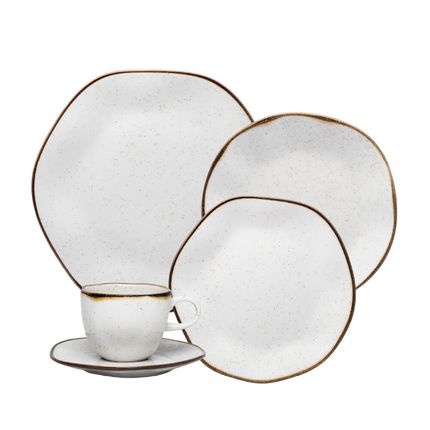 Aparelho de Jantar Oxford 30 peças Ryo Maresia - Branco/Marrom Aparelho de Jantar Oxford 30 peças Ryo Maresia - Branco/Marrom