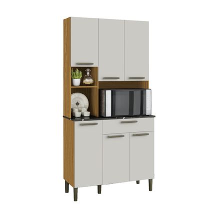 Cozinha Compacta Ronipa Tannat Gold 6 Portas e 1 Gaveta - Amêndoa/Off White Cozinha Compacta Ronipa Tannat Gold 6 Portas e 1 Gaveta - Amêndoa/Off White