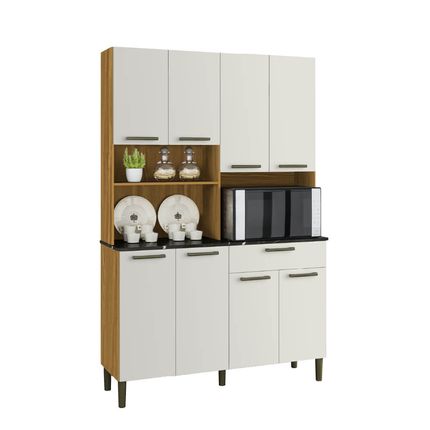 Cozinha Compacta Ronipa Tannat Gold 8 Portas e 1 Gaveta - Amêndoa/Off White Cozinha Compacta Ronipa Tannat Gold 8 Portas e 1 Gaveta - Amêndoa/Off White