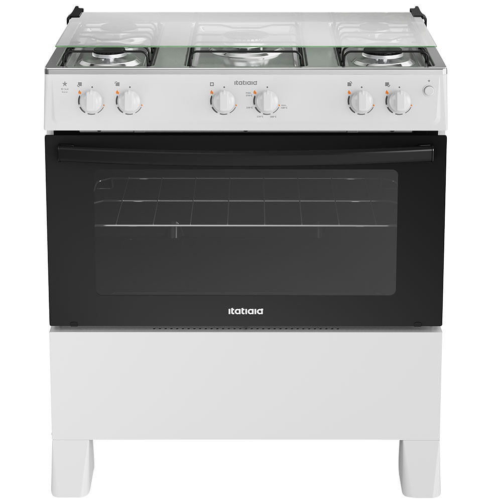 Fogão Itatiaia Star New 5 bocas Automático com Mesa de Inox Branco - Bivolt