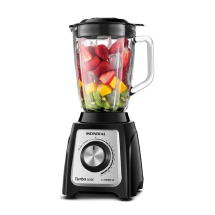 Liquidificador Mondial Turbo Glass L-1400-GI 2,2 Litros 1400W com 12 Velocidades - 127V Liquidificador Mondial Turbo Glass L-1400-GI 2,2 Litros 1400W com 12 Velocidades - 127V