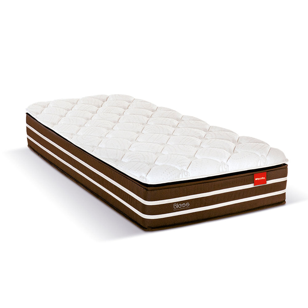 Colchão para Solteiro Bless Reconflex 88cm D26 com Molas Ensacadas - Marrom