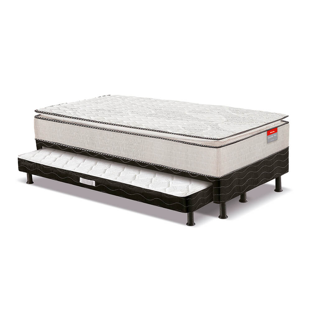 Colchobox Solteiro com Cama Auxiliar Reconflex Double 88cm D28 - Preto