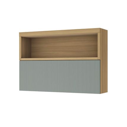 Armário Aéreo Marquesa Nesher 120cm com porta basculante e Nicho - Nature/Verde Armário Aéreo Marquesa Nesher 120cm com porta basculante e Nicho - Nature/Verde