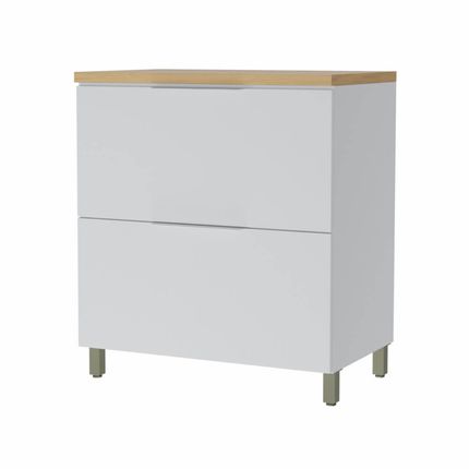 Balcão Marquesa Nesher 80cm com 1 porta e 1 gaveta - Branco/Nature Balcão Marquesa Nesher 80cm com 1 porta e 1 gaveta - Branco/Nature