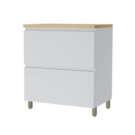 Balcão Nesher Rainha 80cm com Gaveta - Branco/Nature Balcão Nesher Rainha 80cm com Gaveta - Branco/Nature