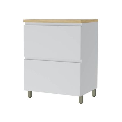 Balcão Nesher Rainha 70cm com Gaveta - Branco/Nature Balcão Nesher Rainha 70cm com Gaveta - Branco/Nature