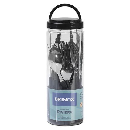 Faqueiro Riviera Brinox 24 peças em Aço Inoxidável - Preto Faqueiro Riviera Brinox 24 peças em Aço Inoxidável - Preto