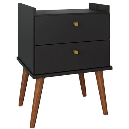 Mesa de Cabeceira Fiorello Aroma 2 Gavetas - Preto Mesa de Cabeceira Fiorello Aroma 2 Gavetas - Preto