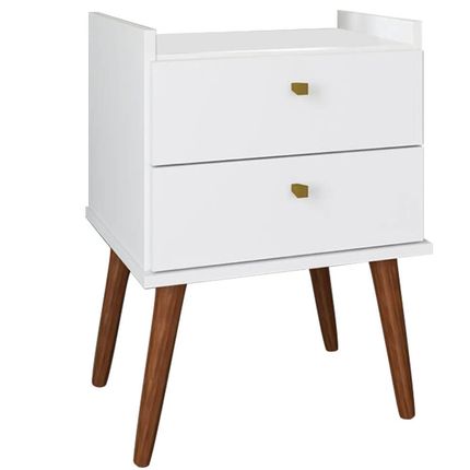 Mesa de Cabeceira Fiorello Aroma 2 Gavetas - Branco Mesa de Cabeceira Fiorello Aroma 2 Gavetas - Branco