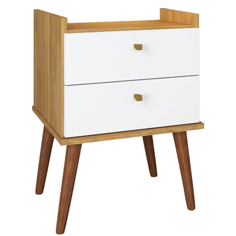 Mesa de Cabeceira Fiorello Aroma 2 Gavetas - Freijo/Off White