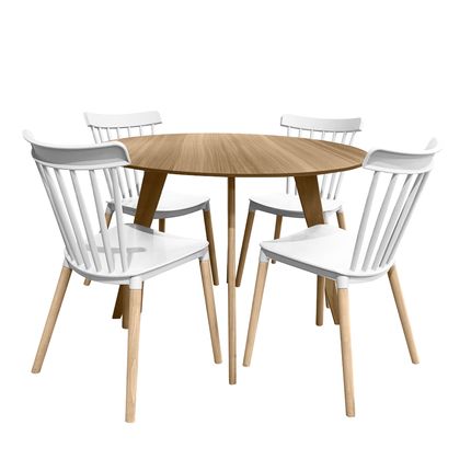 Conjunto Mesa Cimol Linhares 108cm com 4 Cadeiras de Plástico 80042E-BULK Elomio - Branco Conjunto Mesa Cimol Linhares 108cm com 4 Cadeiras de Plástico 80042E-BULK Elomio - Branco