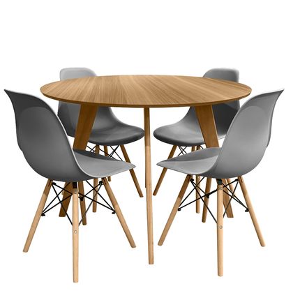 Conjunto Mesa Cimol Linhares 108cm com 4 Cadeiras de Plástico 80025KD-BULK Elomio - Cinza Conjunto Mesa Cimol Linhares 108cm com 4 Cadeiras de Plástico 80025KD-BULK Elomio - Cinza