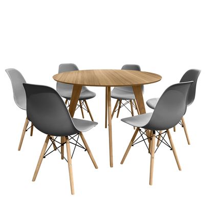 Conjunto Mesa Cimol Linhares 108cm com 6 Cadeiras de Plástico 80025KD-BULK Elomio - Cinza Conjunto Mesa Cimol Linhares 108cm com 6 Cadeiras de Plástico 80025KD-BULK Elomio - Cinza