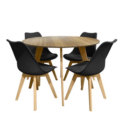 Conjunto Mesa Cimol Linhares 108cm com 4 Cadeiras de Plástico Estofada 80033-BULK Elomio - Preto Conjunto Mesa Cimol Linhares 108cm com 4 Cadeiras de Plástico Estofada 80033-BULK Elomio - Preto