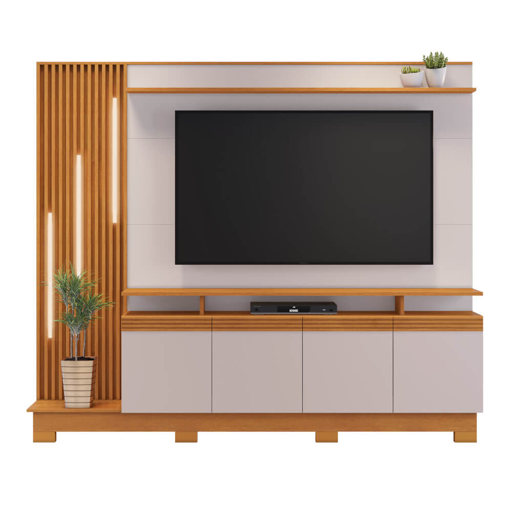 Home para TV de até 65'' JCM Absoluto Candian com LED e Pés - Cinamomo/Off White