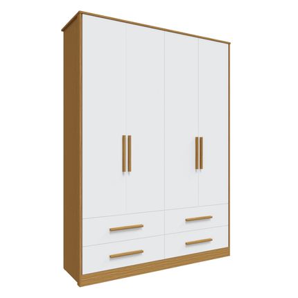 Guarda Roupa Peroba Charlo 4 Portas Lisa - Branco/Amêndoa Guarda Roupa Peroba Charlo 4 Portas Lisa - Branco/Amêndoa