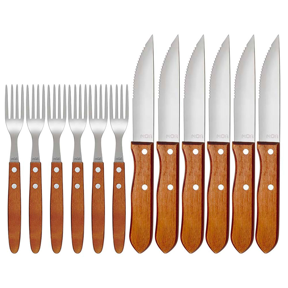 Conjunto Churrasco Mor 3931 Garfo e Faca 12 peças