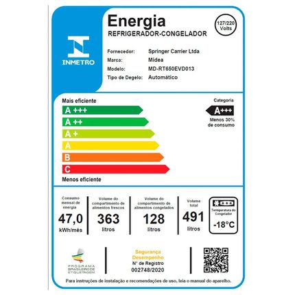 Geladeira Midea MD-RT650EVK01 491 Litros Inverter Frost Free