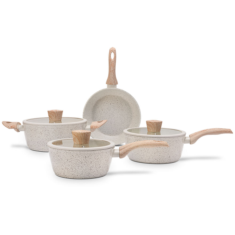 Conjunto de Panelas Brinox Sirius 4 Peças com Indução e Revestimento Cerâmico - Vanilla