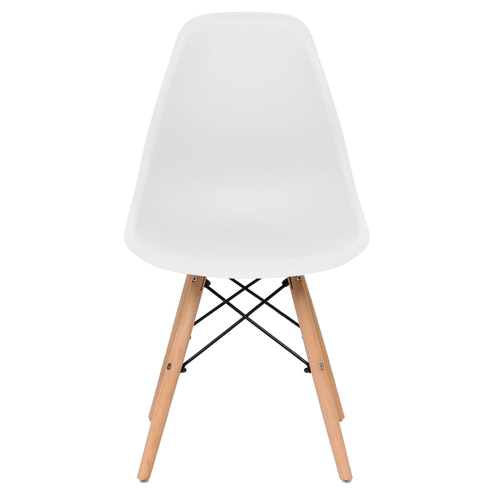 Cadeira de Plástico Elomio Eames com Pés em Madeira - Branco