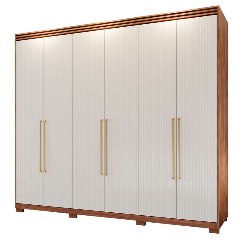 Guarda Roupa Panan Aurora 6 Portas com Espelho - Cinamomo/Grafite