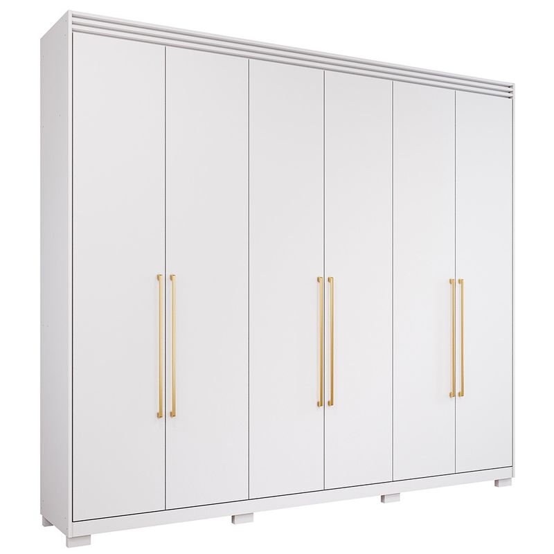 Guarda Roupa Panan Aurora 6 Portas com Espelho - Branco - Moveis