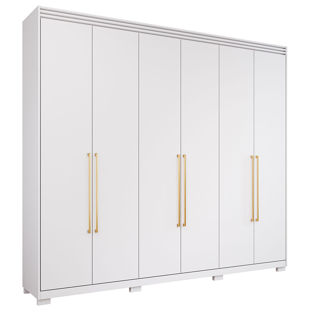 Guarda Roupa Panan Aurora 6 Portas com Espelho - Branco