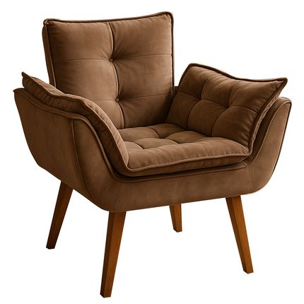 Poltrona Design Jade 1 Lugar Tecido Veludo - Capuccino