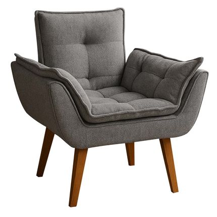 Poltrona Design Jade 1 Lugar Tecido Linho - Cinza Poltrona Design Jade 1 Lugar Tecido Linho - Cinza