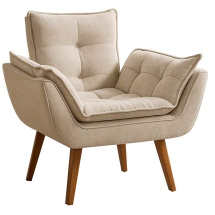 Poltrona Design Jade 1 Lugar Tecido Linho - Bege Poltrona Design Jade 1 Lugar Tecido Linho - Bege