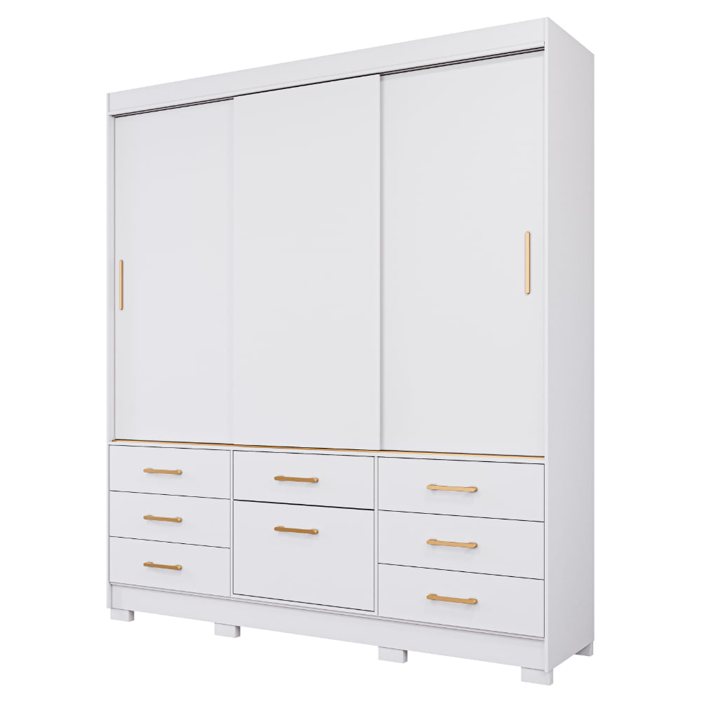 Guarda Roupa Panan Luiza 3 Portas Slide - Branco