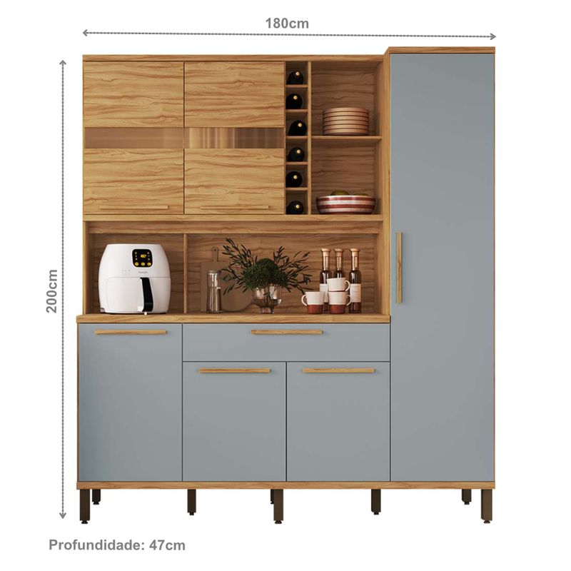 Cozinha Compacta Ronipa Touriga 6 Portas e 1 Gaveta - Amêndoa