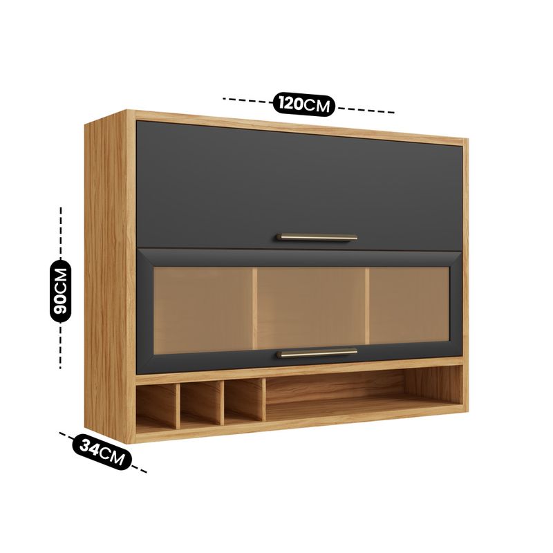 Armário Aéreo Duplo Ronipa Syrah 120cm 2 Portas com Vidro Reflecta
