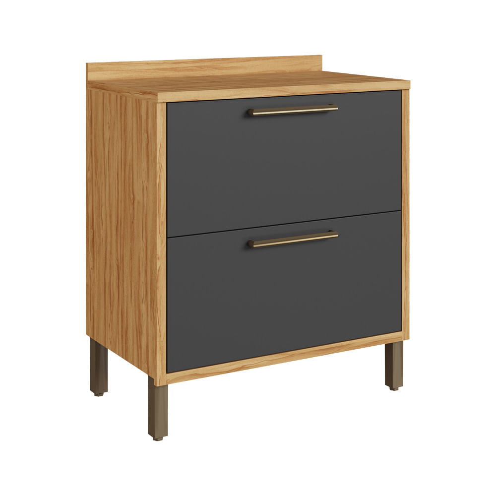 Balcão Ronipa Syrah 80cm 01 Porta com Tampo MDF - Amêndoa/Grafite