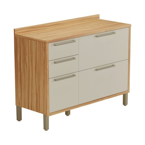 Balcão Ronipa Syrah 120cm 2 Portas com Tampo MDF - Amêndoa/Off White