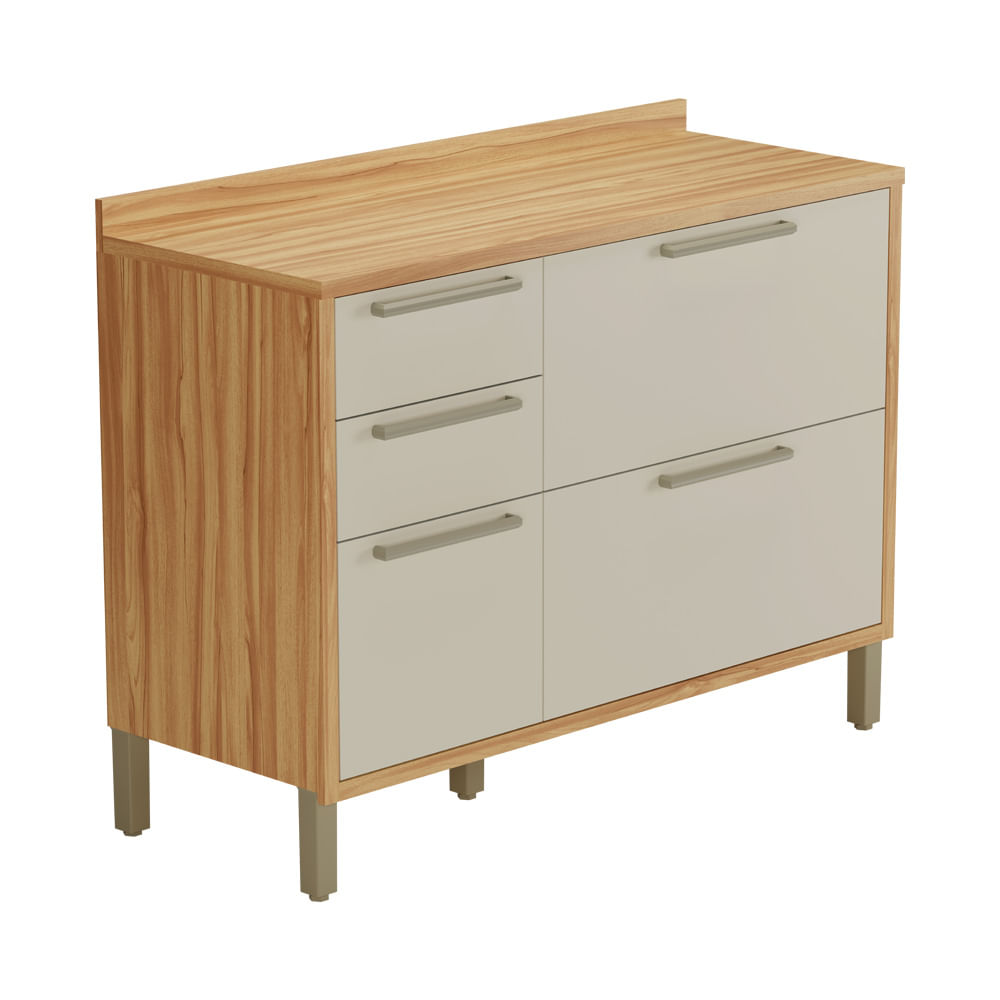 Balcão Ronipa Syrah 120cm 2 Portas com Tampo MDF - Amêndoa/Off White