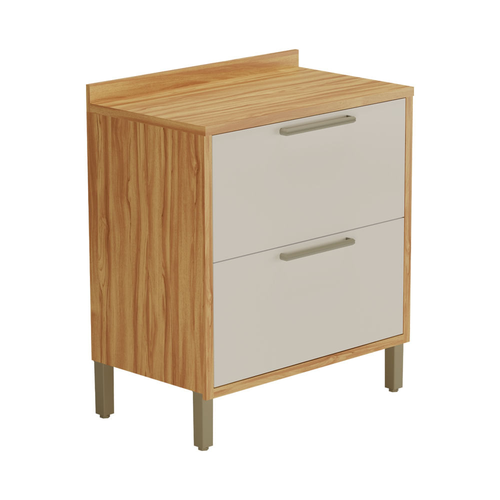 Balcão Ronipa Syrah 80cm 1 Porta com Tampo MDF - Amêndoa/Off White