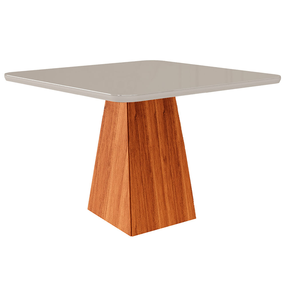 Mesa Cimol Sabrine 95x95cm Tampo de Vidro - Cinamomo/Off White