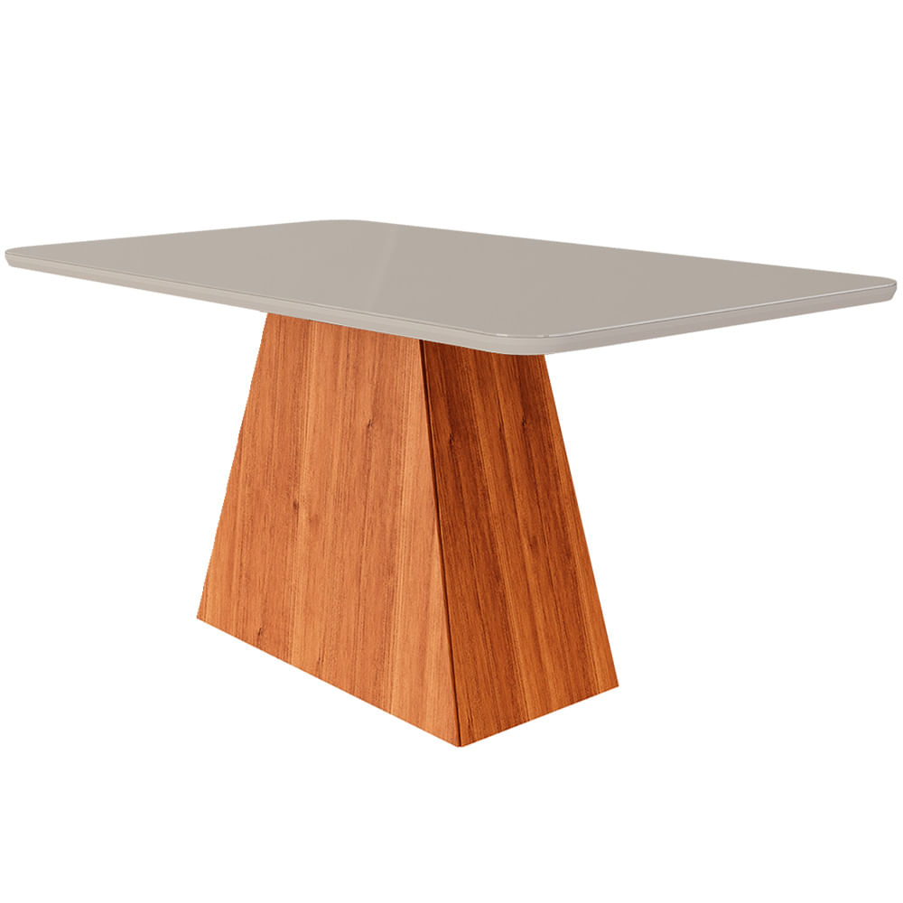 Mesa Cimol Sabrine 130x80cm Tampo de Vidro - Cinamomo/Off White