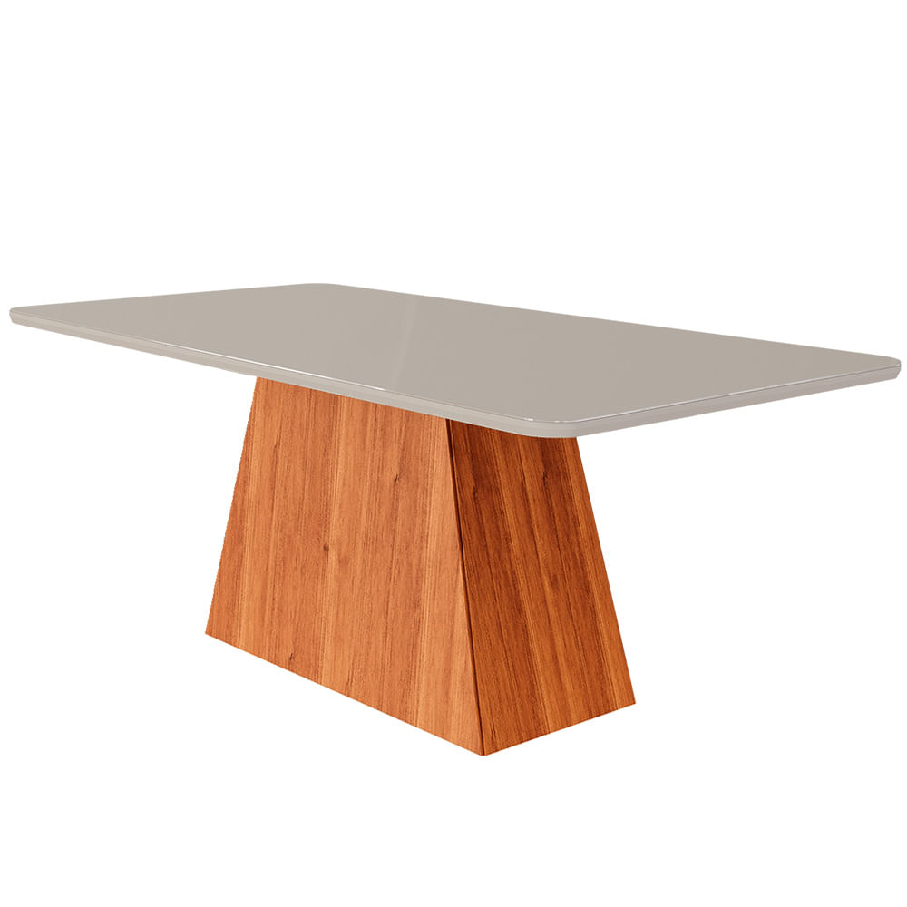 Mesa Cimol Sabrine 160x80cm Tampo de Vidro - Cinamomo/Off White