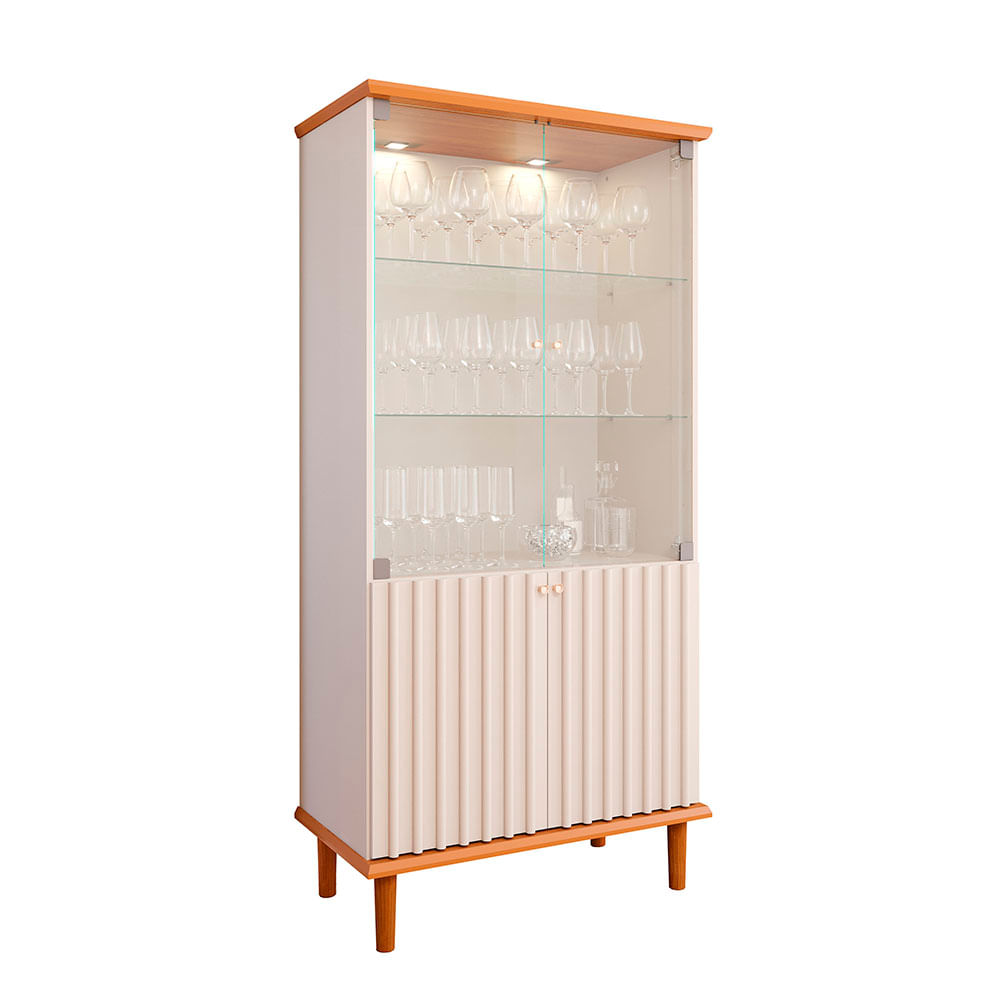 Cristaleira Cimol Luiza 4 Portas - Cinamomo/Off White