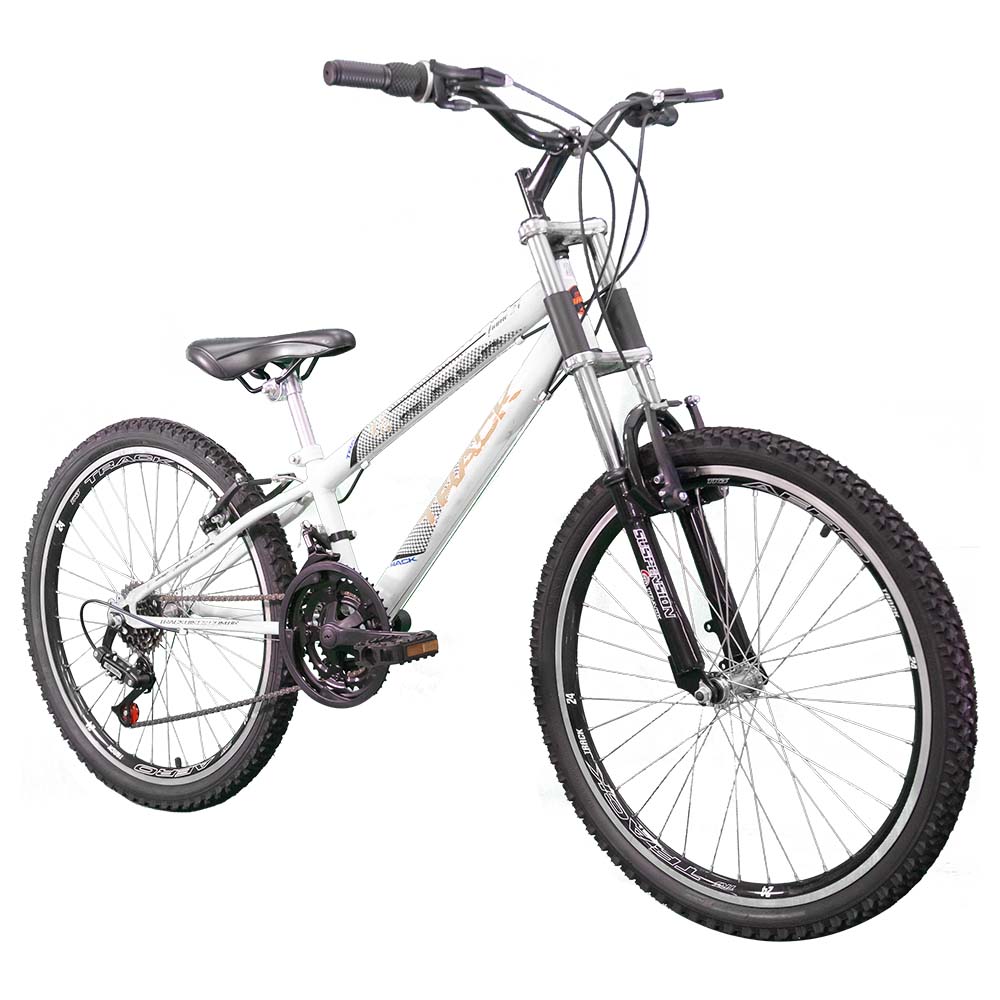 Bicicleta Track TK3 Dragon Fire Aro 24 Aero Suspenção Down Hill 21 Velocidades - Branca