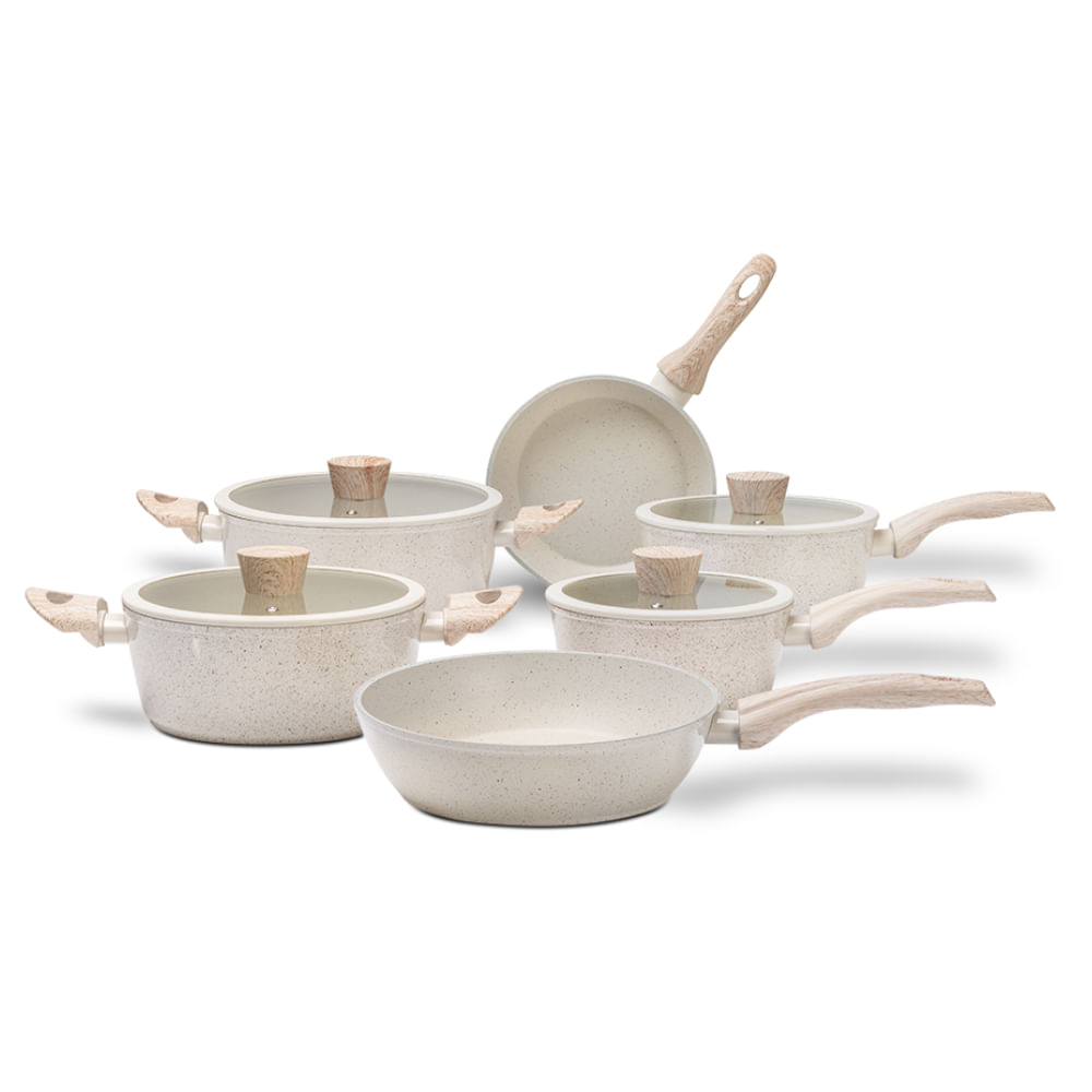 Conjunto de Panelas Brinox Sirius 6 Peças com Indução e Revestimento Cerâmico - Vanilla