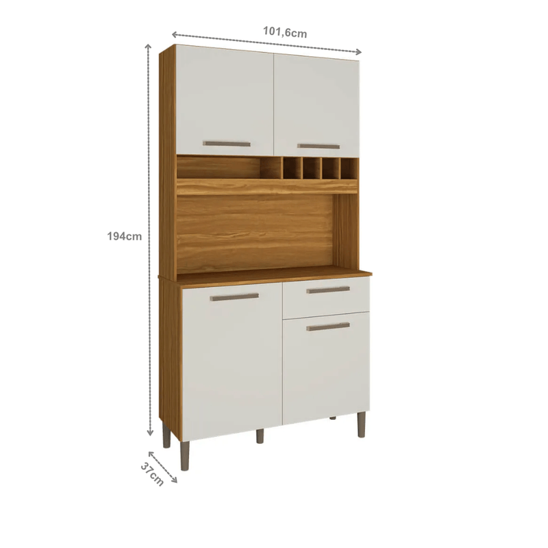 RONI様 Cozinha Compacta Ronipa Pinot 4 Portas Amendoa Off White - Moveis