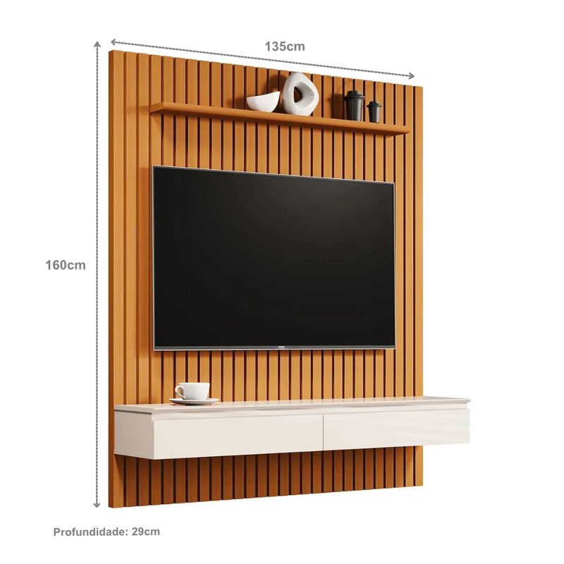 '88RON WOOD&BO DIDDLEY ＋'93RON WOOD パンフ Home EDN Master 135cm com Nicho Aspen para TV até 55'' - Cedro/Off