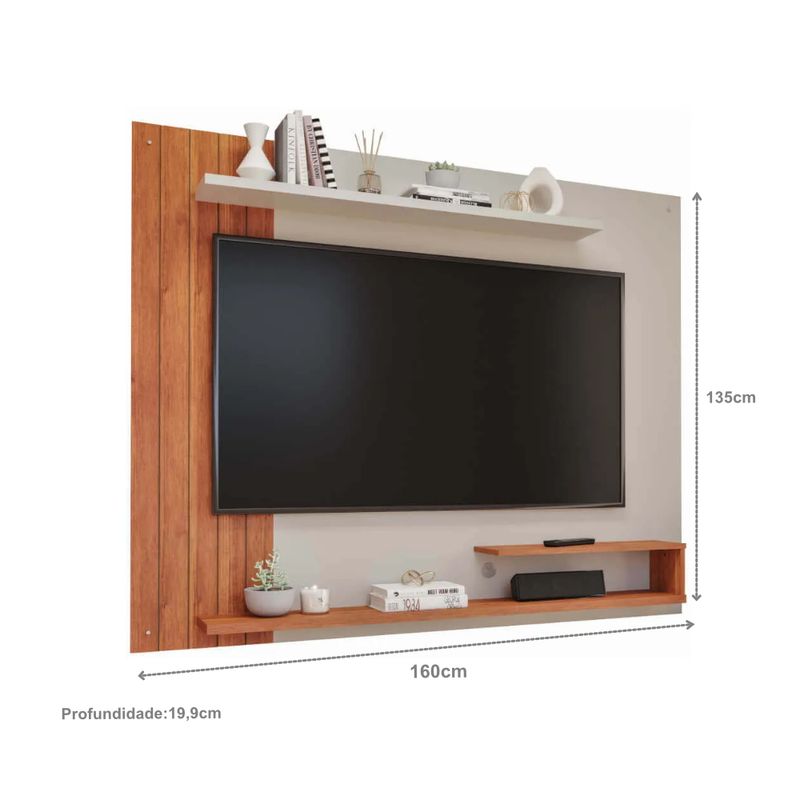 Painel Permóbili Floripa para TV de até 65'' com Prateleiras - Off