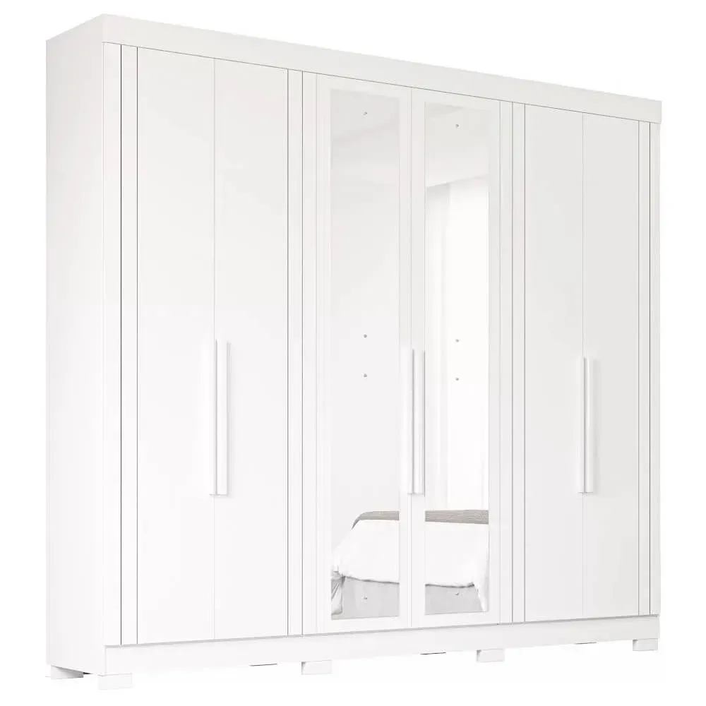 Guarda Roupa Panan Cecilia 6 Portas com Espelho - Branco